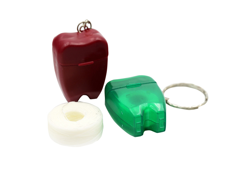 Teeth shape dental floss with keychain